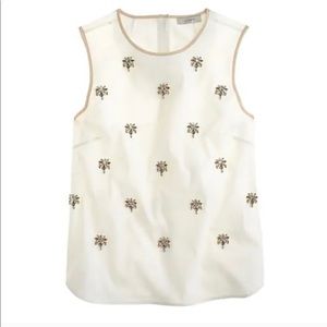 J. Crew white cotton rhinestone sleeveless top 8